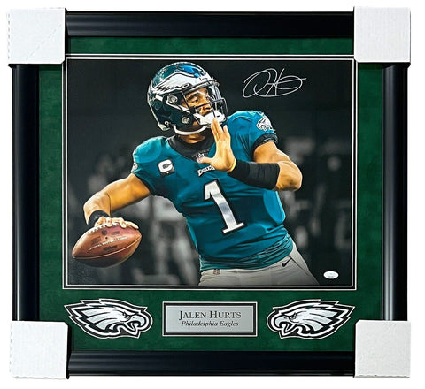 Jalen Hurts Philadelphia Eagles Signed Spotlight 16x20 Matted & Framed Photo JSA