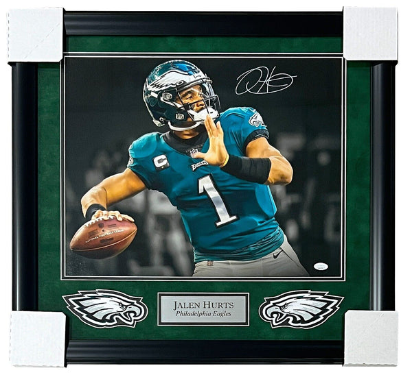 Jalen Hurts Philadelphia Eagles Signed Spotlight 16x20 Matted & Framed Photo JSA