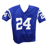 Lenny Moore Autographed/Signed Pro Style Blue HOF Jersey Beckett 41022