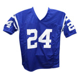 Lenny Moore Autographed/Signed Pro Style Blue HOF Jersey Beckett 41022