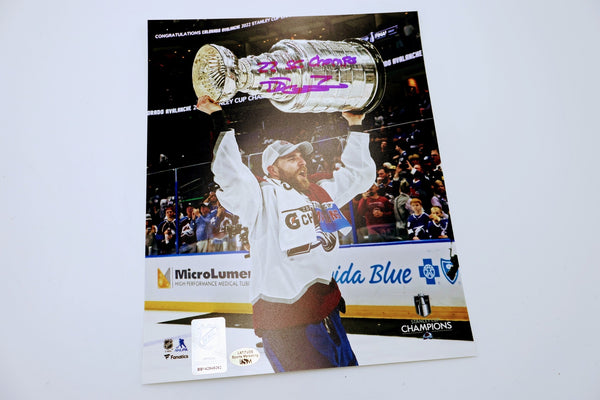 Devon Toews Autographed Colorado Avalanche 8x10 Cup-Hoisting Photo Inscribed JSA