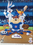 Ernie Banks Autographed Chicago Cubs Looney Tunes SeriCel 12x17 Poster JSA COA