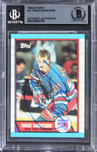 Rangers Tomas Sandstrom Authentic Signed 1989 Topps #54 Card BAS Slabbed