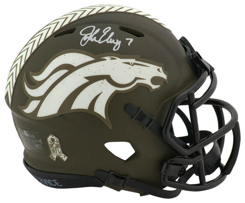 John Elway Signed Denver Broncos SALUTE Riddell Speed Mini Helmet (SCHWARTZ COA)