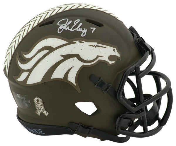 John Elway Signed Denver Broncos SALUTE Riddell Speed Mini Helmet (SCHWARTZ COA)