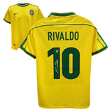 Rivaldo Signed Brazil Home Soccer Jersey #10 with Beckett COA