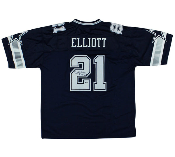 Ezekiel Elliott Signed Dallas Cowboys NFL Pro Cut XL Navy Blue Jersey