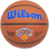 PATRICK EWING AUTOGRAPHED COMPOSITE KNICKS LOGO BASKETBALL BECKETT 236549