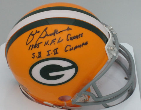 Packers ZEKE BRATKOWSKI Signed Mini Helmet AUTO w/ "1965 Chmp & SB I II Champs"
