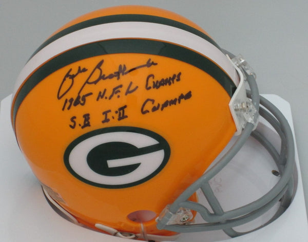 Packers ZEKE BRATKOWSKI Signed Mini Helmet AUTO w/ "1965 Chmp & SB I II Champs"