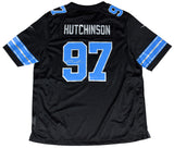 AIDAN HUTCHINSON AUTOGRAPHED DETROIT LIONS #97 NIKE 2024 BLACK JERSEY BECKETT
