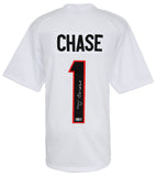 Ja'Marr Chase (BENGALS) Signed White Custom Football Jersey - (SCHWARTZ COA)
