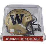 Warren Moon Signed Washington Huskies Mini Helmet Rose Bowl MVP Beckett 49702