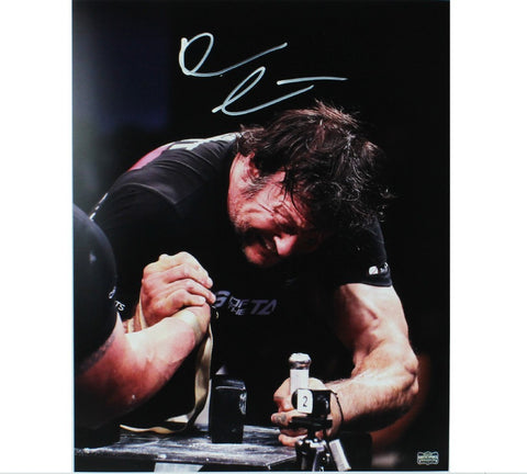 Devon Larratt Signed Unframed 16x20 Arm Wrestling Photo - Black Shirt