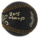 Royals Salvador Perez "2015 WS MVP" Signed Black Oml Baseball w/ Case BAS Wit