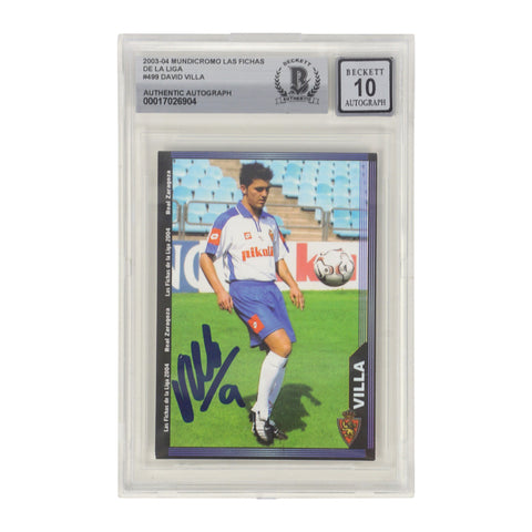 David Villa Signed 2003-04 Mundicromo Las Fichas Rookie Card - BGS 10 Autograph