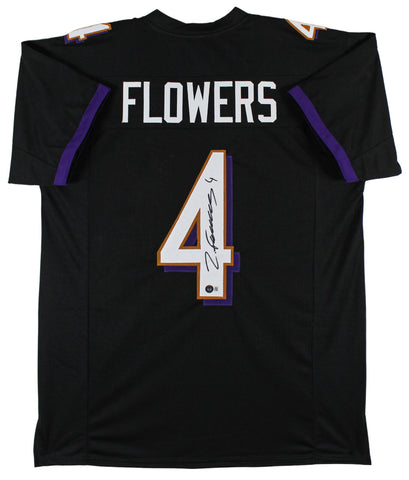 Zay Flowers Authentic Signed Black Pro Style Jersey Autographed BAS Witnessed