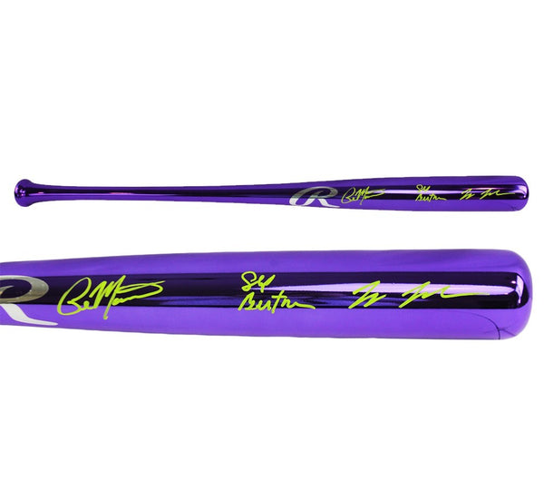 Jay Johnson, Paul Manieri, Skip Bertman Signed LSU Tiger Rawlings Purple Bat
