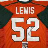 Autographed/Signed Ray Lewis Miami Orange College Football Jersey JSA COA