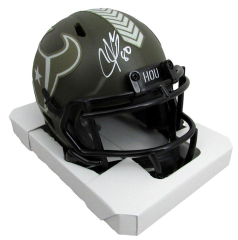 Andre Johnson Autographed Mini Salute To Service Helmet Houston Texans JSA