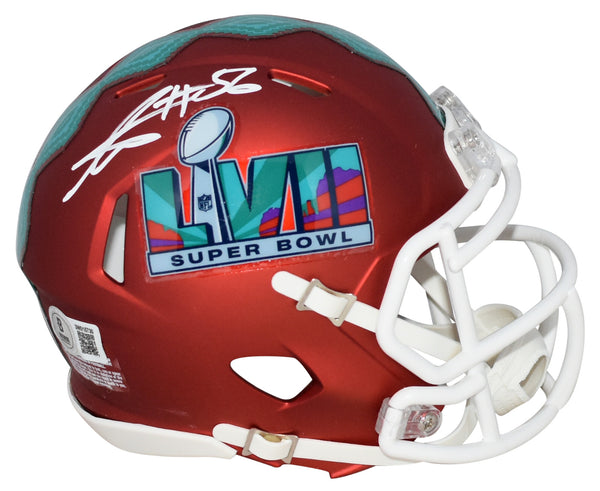 GEORGE KARLAFTIS SIGNED KANSAS CITY CHIEFS SUPER BOWL 57 LVII MINI HELMET BAS