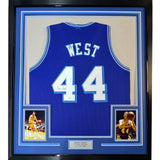 FRAMED Signed JERRY WEST 35x39 Los Angeles Blue Retro Jersey JSA COA