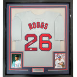 FRAMED Autographed/Signed WADE BOGGS 35x39 Boston Grey Jersey JSA COA