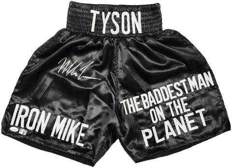 Mike Tyson Autographed Signed Black Boxing Trunks Iron Mike JSA