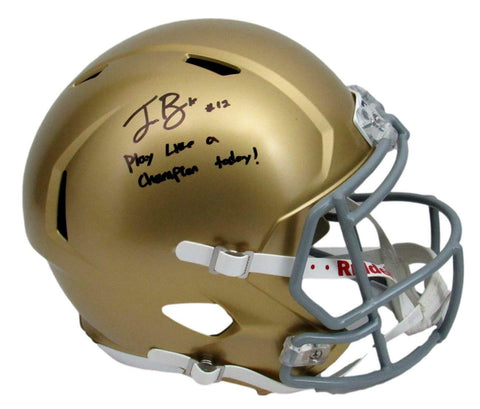Ian Book Signed Notre Dame Gold Full Size Speed Replica Helmet Beckett 158851