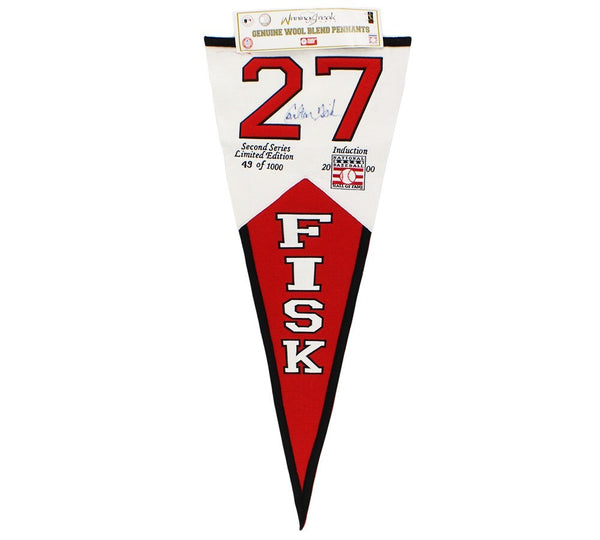 Carlton Fisk Signed Boston Red Sox Red and White HOF MLB Pennant - LE 49/1000