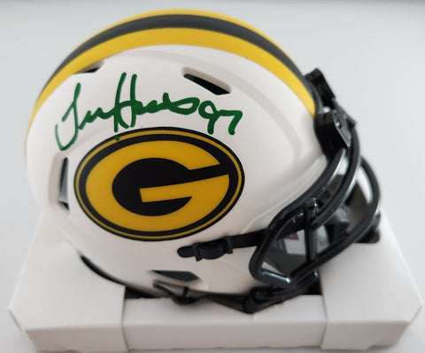 Packers Great TIM HARRIS Signed Riddell Lunar SPEED Mini Helmet AUTO - JSA