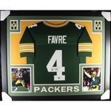 Brett Favre Autographed Pro Style Green XL Framed Jersey 35x43 Beckett 53073