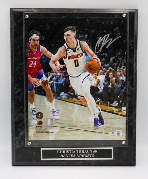 Christian Braun Denver Nuggets Signed Dribbling 8 x 10 Photo Plaque Beckett COA