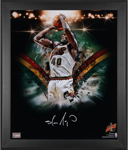 Shawn Kemp Seattle Supersonics Framed Autographed 20" x 24" In Focus Photograph