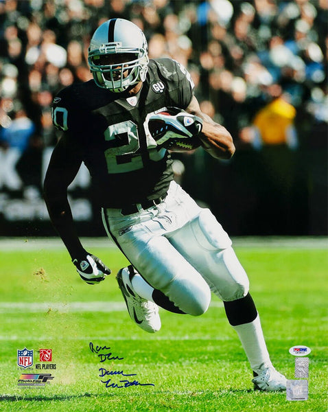 Darren McFadden Signed Raiders Football Action 16x20 Photo w/Run DMC - (PSA COA)