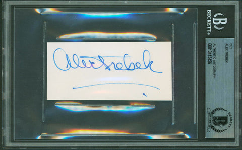 Alex Trebek Jeopardy! Authentic Signed 3.75x1.75 Index Card BAS Slabbed