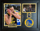 Steph Curry Warriors Framed Photo & Pin Collage with Laser Autograph - 14x18