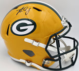 Aaron Jones Autographed Packers Yellow Full Size Helmet Beckett Witness 1W406046
