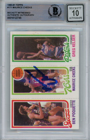 Maurice Cheeks Autographed 1980 Topps #171 Grade 10 Trading Card Beckett 43911