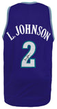 Larry Johnson Signed Purple Throwback Custom Basketball Jersey - (SCHWARTZ COA)
