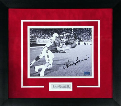 CHUCK DICUS SIGNED ARKANSAS RAZORBACKS 8x10 FRAMED PHOTO COA