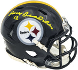TERRY BRADSHAW AUTOGRAPHED STEELERS BLACK SPEED MINI HELMET BECKETT 230085