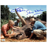Sam Neill, Laura Dern Autographed Jurassic Park Triceratop Rescue 8x10 Photo