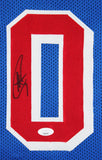Stephen Curry Authentic Signed Blue Pro Style Framed Jersey w/ Red Numbers JSA