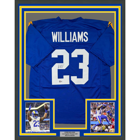 Framed Autographed/Signed Kyren Williams 33x42 Los Angeles Blue Jersey BAS COA