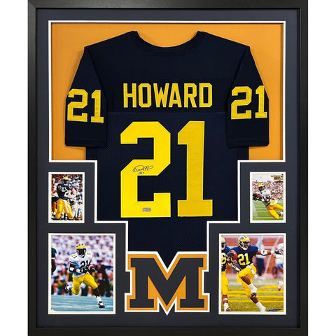 Desmond Howard Autographed Signed Framed Michigan Jersey TRISTAR