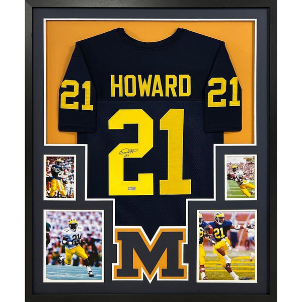 Desmond Howard Autographed Signed Framed Michigan Jersey TRISTAR
