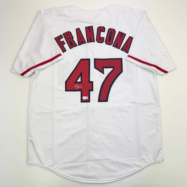 Autographed/Signed Terry Francona Boston White Baseball Jersey Beckett BAS COA