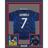 Framed Autographed/Signed Ousmane Dembele 35x39 France Blue Jersey BAS COA