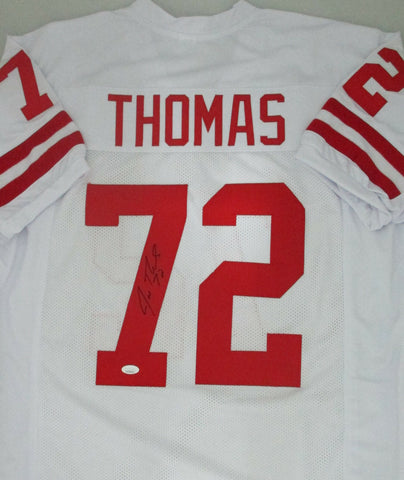 Badgers JOE THOMAS Signed Custom Replica White Jersey AUTO - Browns HOF'er - JSA